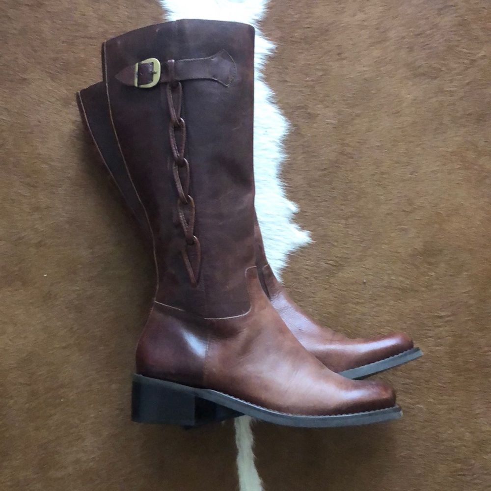 Nicole  Leather Riding Boots Buckle Equestrian
